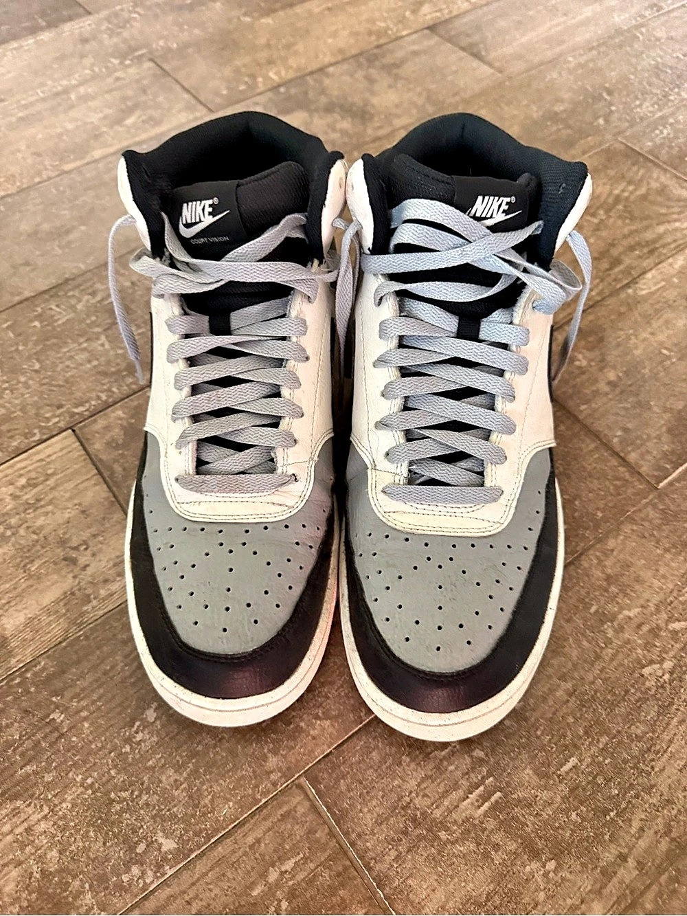 Nike Court Vision Mid High Top Sneakers Gray & Black US 12